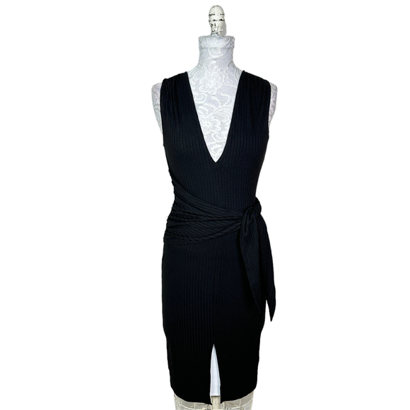 Dress the Population Dresses & Skirts - Cosmopolitan X Dress the Population Ribbed Knit Plunge Neck Dress Women SmallNWT